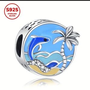 925 Dolphin Ocean Theme Bracelet Charm For Pandora & Other Bracelets-NWT